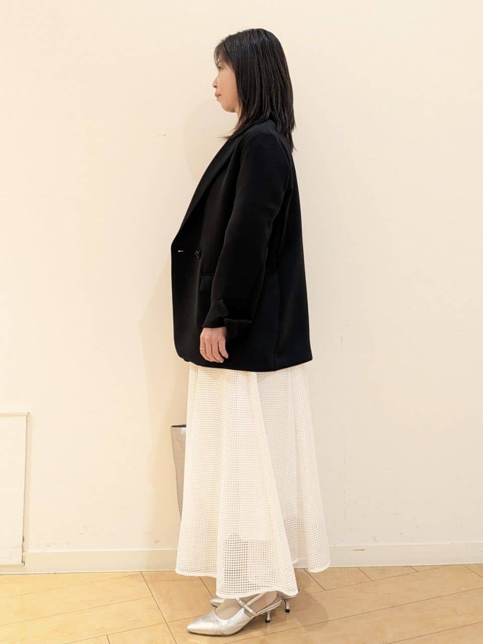 laverさんの「UNTITLED｜【洗える/後ろウエストゴム】スクエアメッシュスカート」を使ったコーディネート