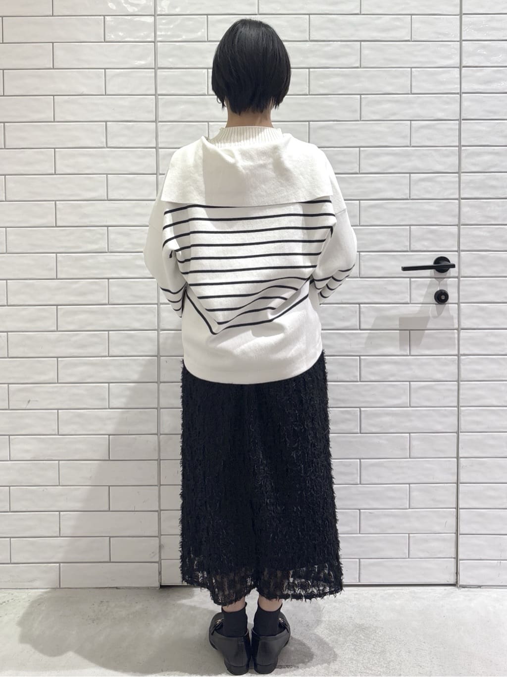 ayumiさんの「OPAQUE.CLIP｜スキッパーセーラーカラーボーダーニット【洗濯機OK】」を使ったコーディネート