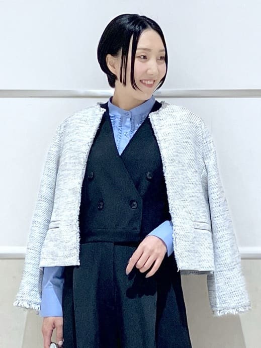 eriko さんの「Dessin｜ツイードクルーネックジャケット」を使ったコーディネート