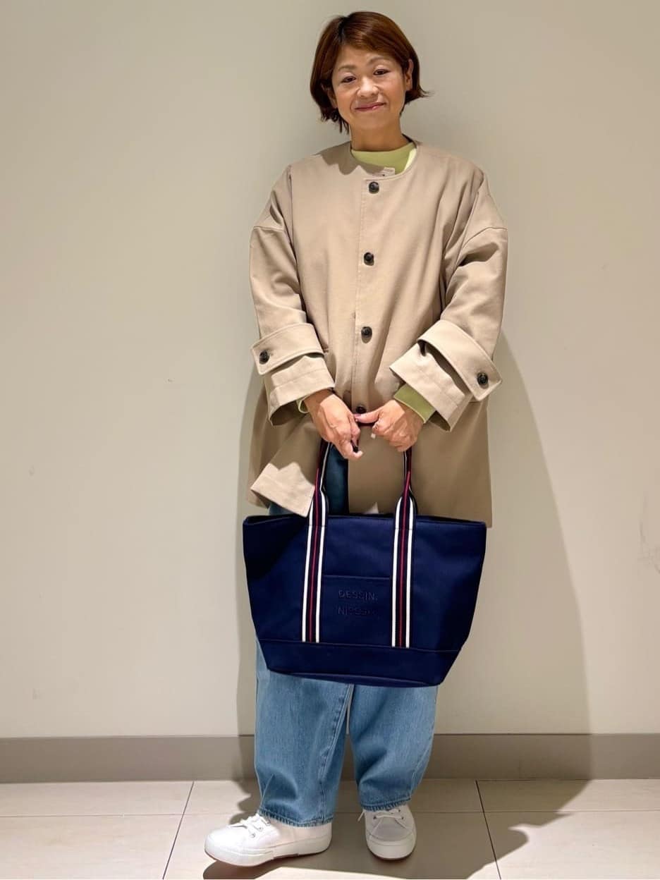Haruさんの「Dessin｜【花粉ガード/撥水加工/洗える】クルーネックスプリングコート」を使ったコーディネート