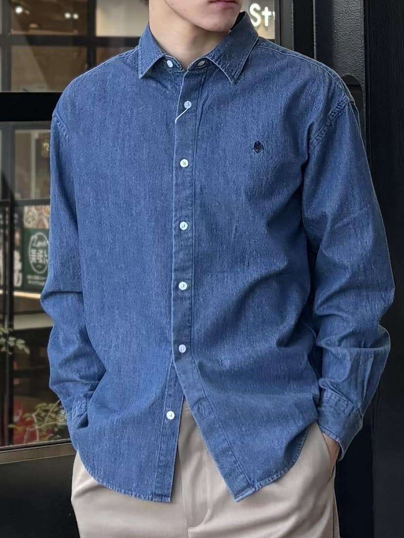 うらしーさんの「THE SHOP TK｜【POLO BCS 別注】 アソート長袖シャツ ストライプ／グレー／デニム」を使ったコーディネート