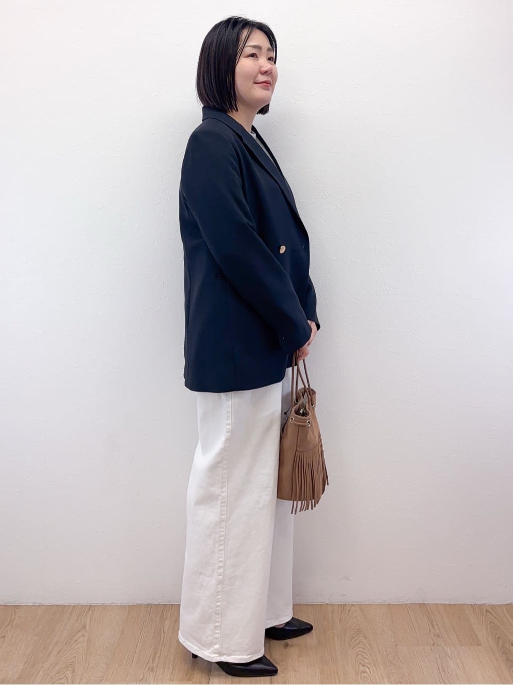 Takeさんの「OPAQUE.CLIP｜金ボタンダブルブレストテーラードジャケット／セットアップ対応【洗える】」を使ったコーディネート