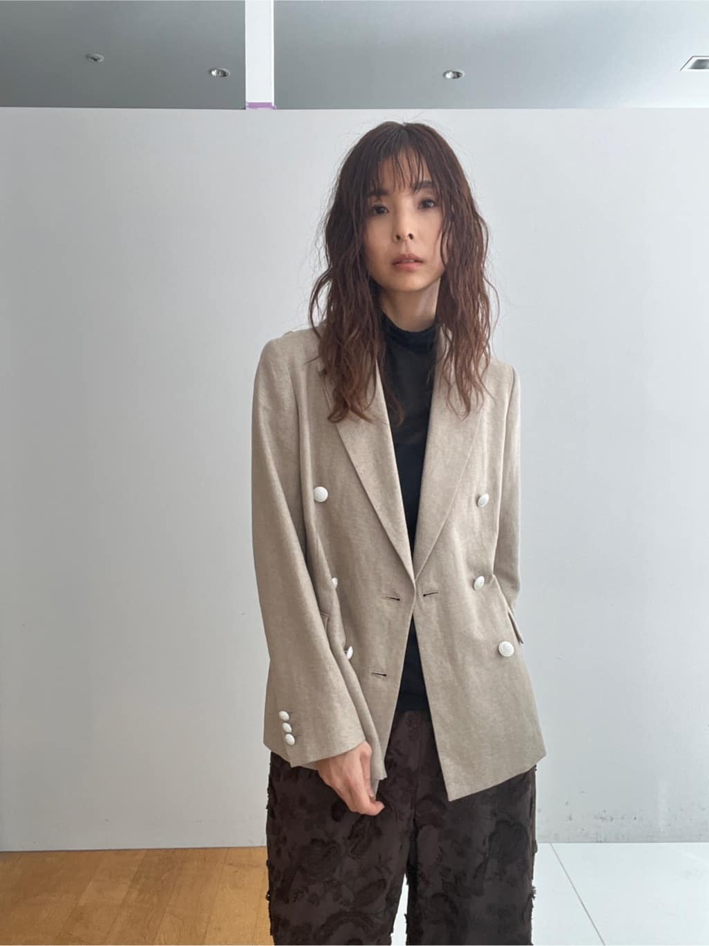 misaさんの「DRESSTERIOR｜【セットアップ可】リネンブレンドダブルブレストジャケット」を使ったコーディネート