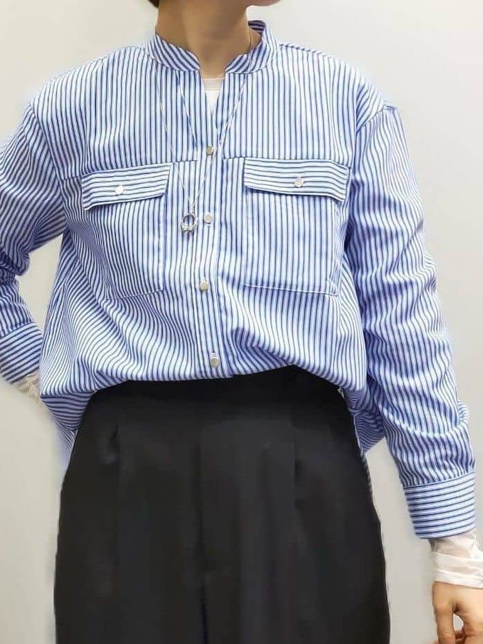 やまちゃんさんの「grove｜リネンライクストライプワイドパンツ」を使ったコーディネート