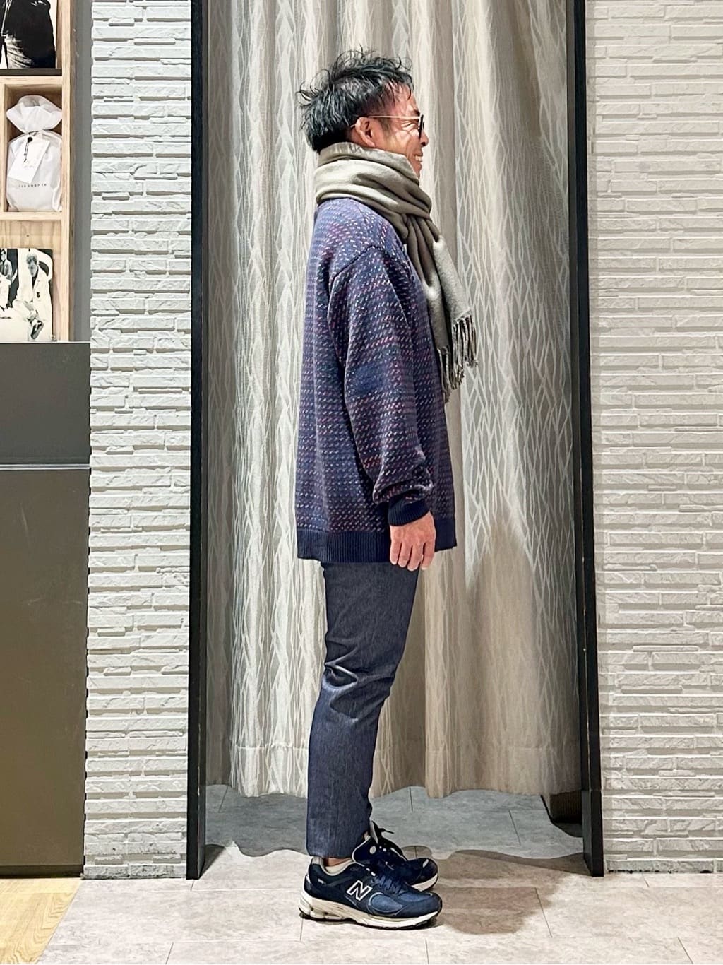 KENJI Iさんの「THE SHOP TK｜バーズアイグラデーションニット 洗濯機OK／ユニセックスでおすすめ！」を使ったコーディネート
