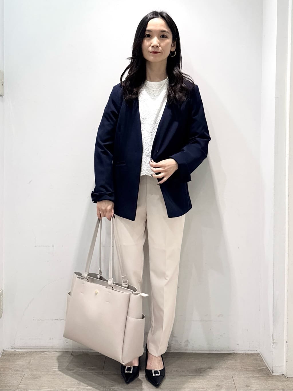 yuicciさんの「OPAQUE.CLIP｜《通勤／セットアップ対応》 Vネックジャケット／ダブルクロス【洗濯機OK】」を使ったコーディネート
