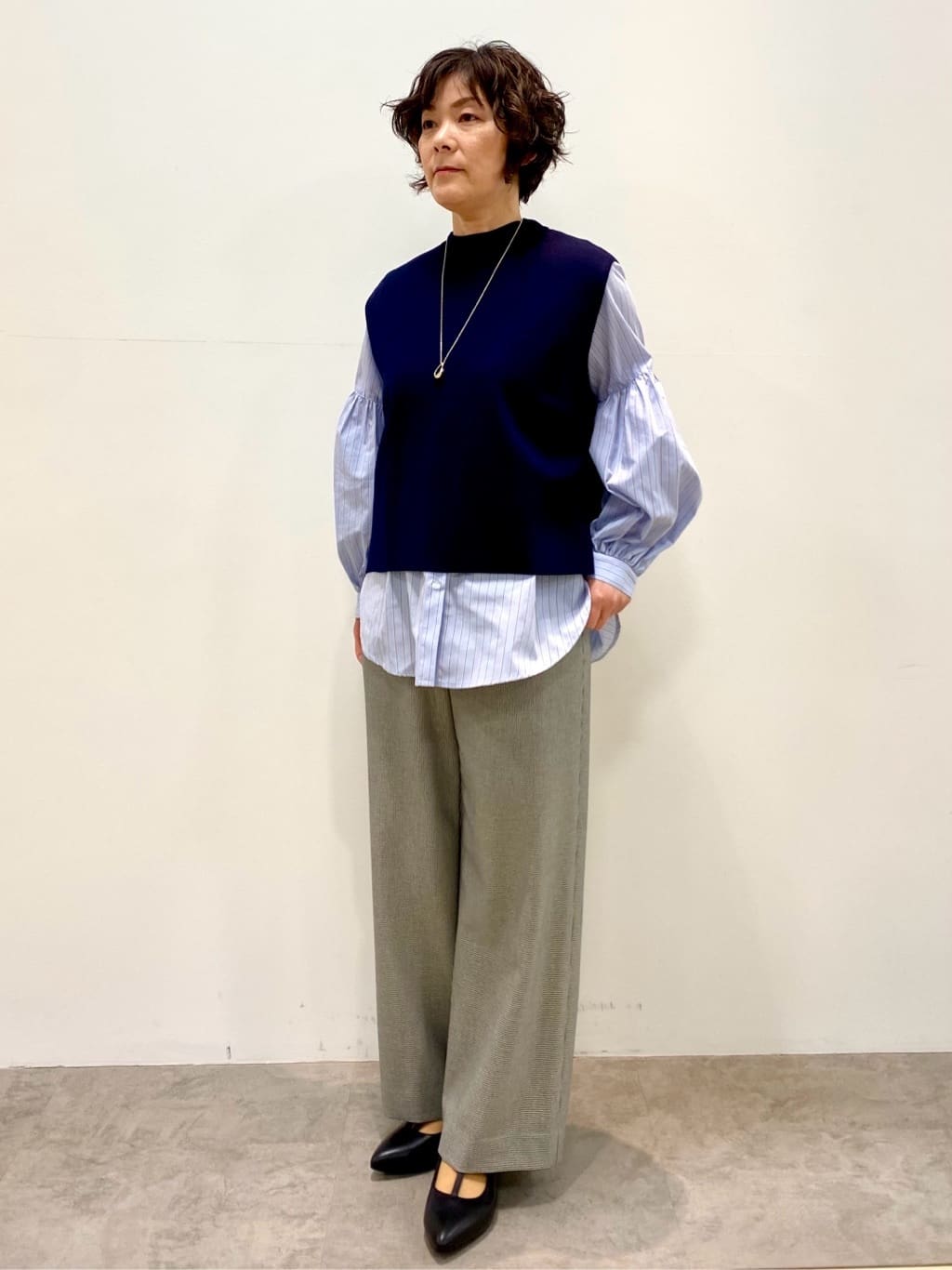 oharaさんの「Reflect｜【セットアップ可】ダブルジャカードニットベスト」を使ったコーディネート