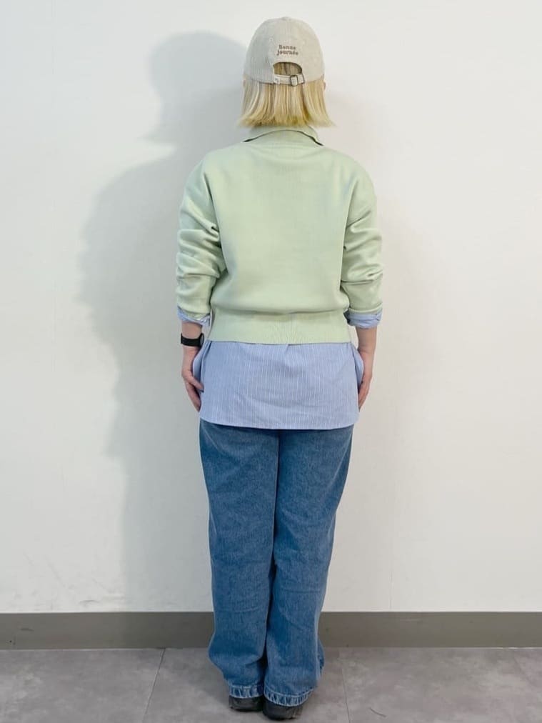 くーみーさんの「OPAQUE.CLIP｜ハーフZIP刺繍ロゴニット【洗濯機OK】」を使ったコーディネート