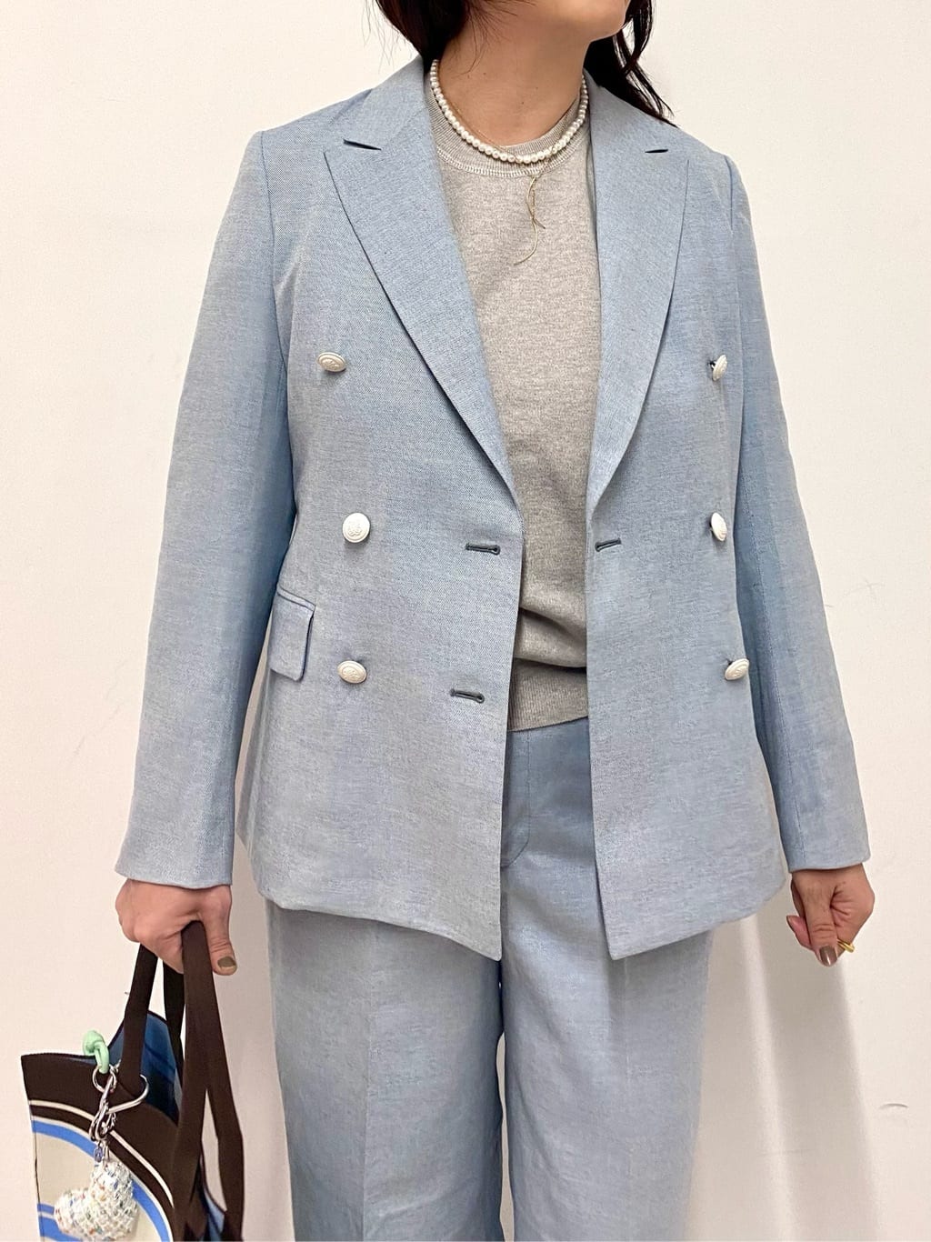Sawaguchiさんの「DRESSTERIOR｜【セットアップ可】リネンブレンドダブルブレストジャケット」を使ったコーディネート
