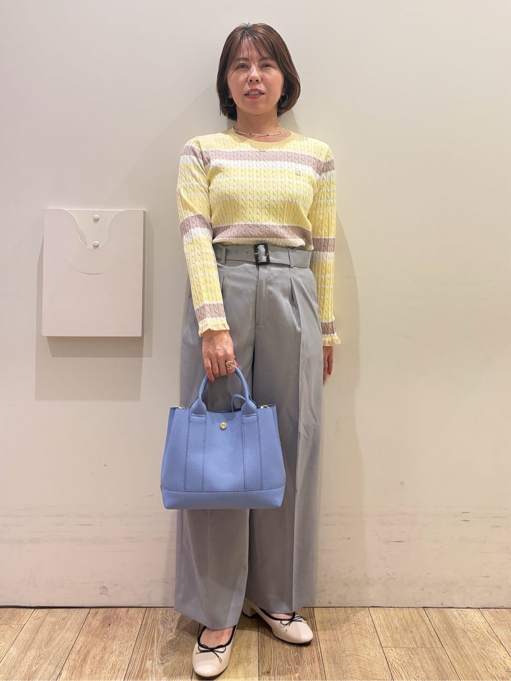 YUKOさんの「index｜【吸水速乾】ストレッチワイドストレートパンツ／セットアップ対応《洗濯機OK》」を使ったコーディネート