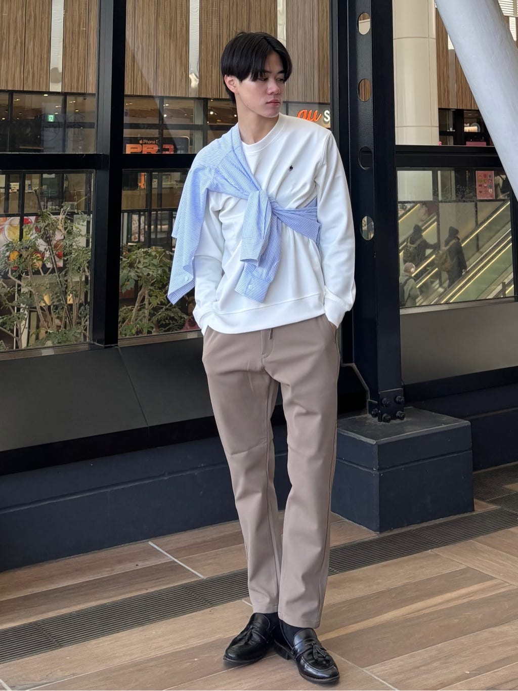 うらしーさんの「THE SHOP TK｜【POLO BCS 別注】 アソート長袖シャツ ストライプ／グレー／デニム」を使ったコーディネート