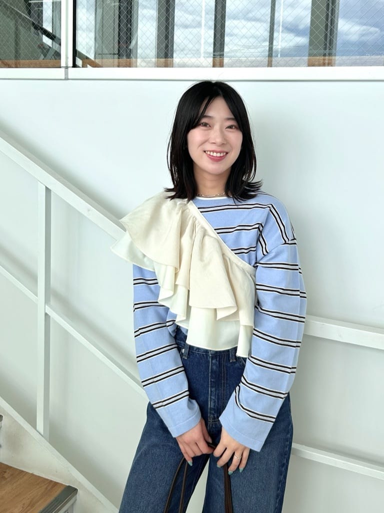 RINAさんの「OPAQUE.CLIP｜マルチボーダーニット【洗濯機OK】」を使ったコーディネート