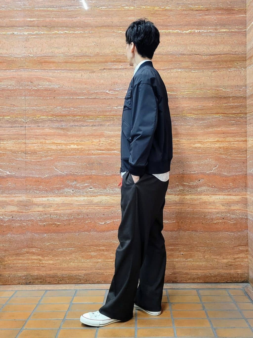 piroyaさんの「TAKEO KIKUCHI｜【BOWLER HAT LABEL】撥水 MA－1ブルゾン」を使ったコーディネート