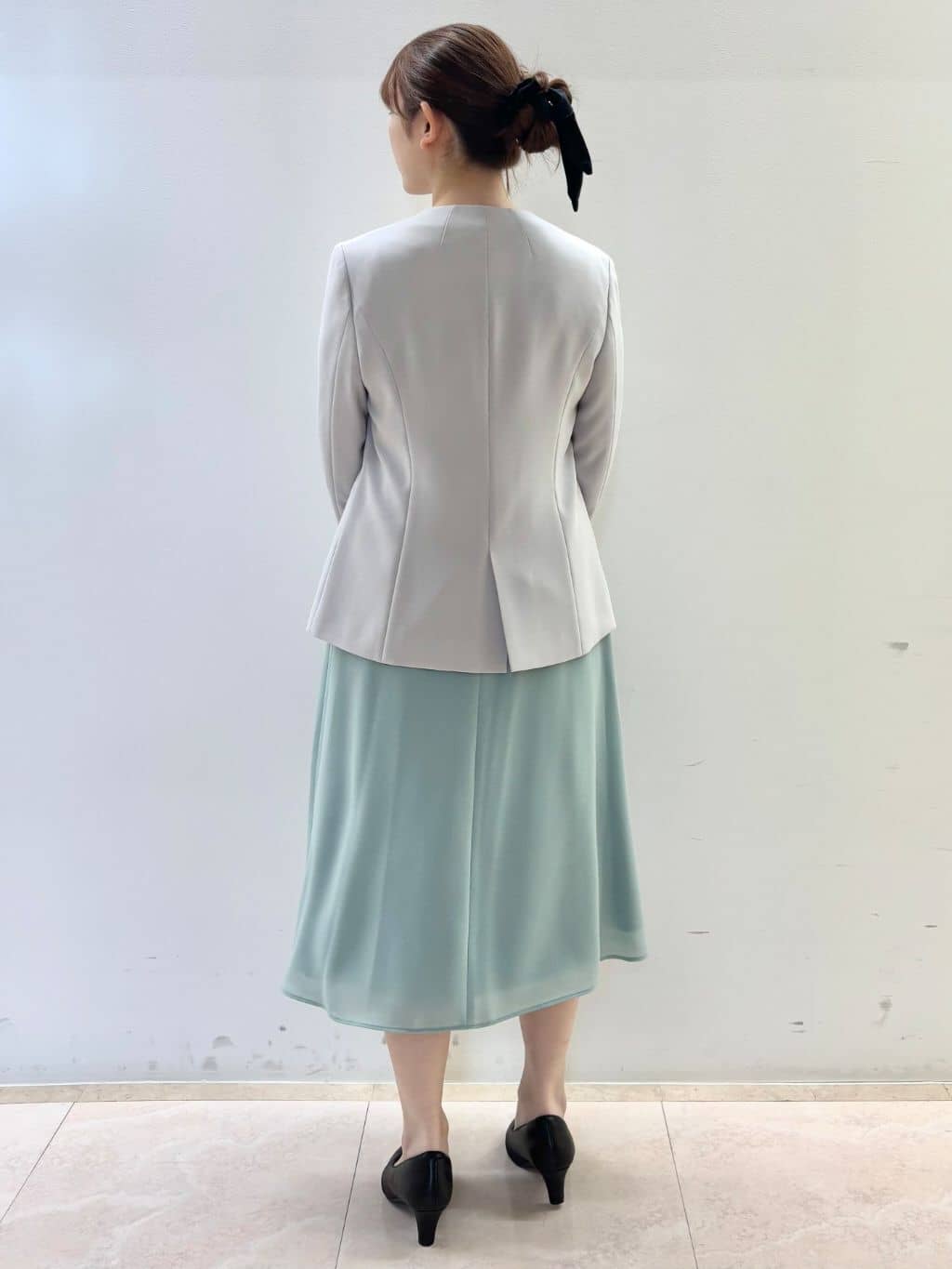 Satoさんの「Reflect｜【SS-4Lサイズ／通勤／セットアップ可】ノーカラージャケット」を使ったコーディネート