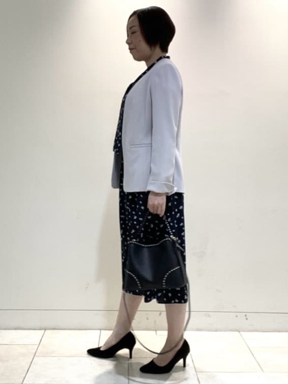 フミさんの「Reflect｜【SS-4Lサイズ／通勤／セットアップ可】ノーカラージャケット」を使ったコーディネート