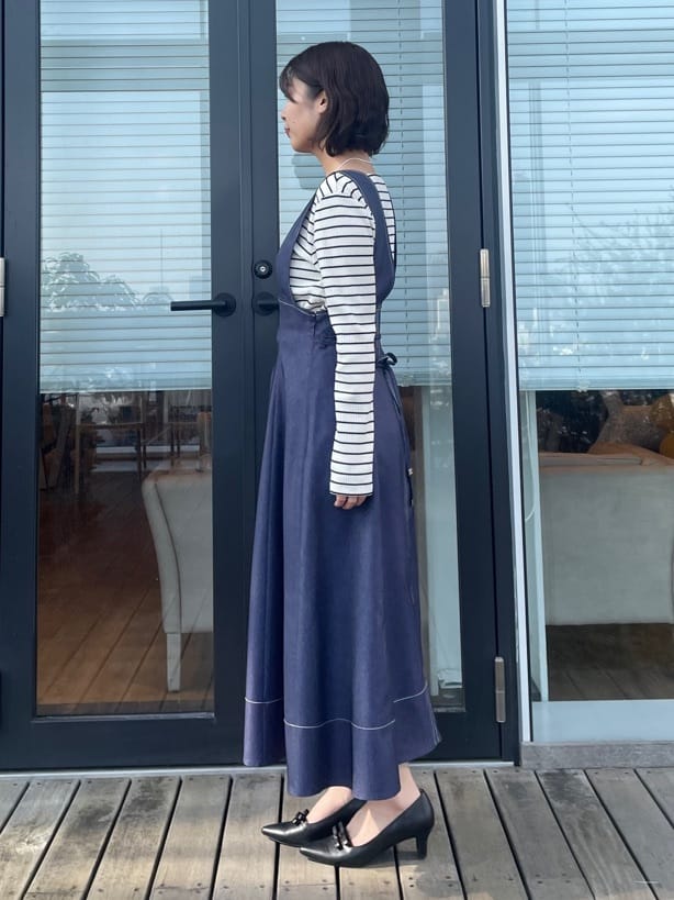 abeさんの「Couture brooch｜【洗える】デニムライク細リボンジャンスカ」を使ったコーディネート