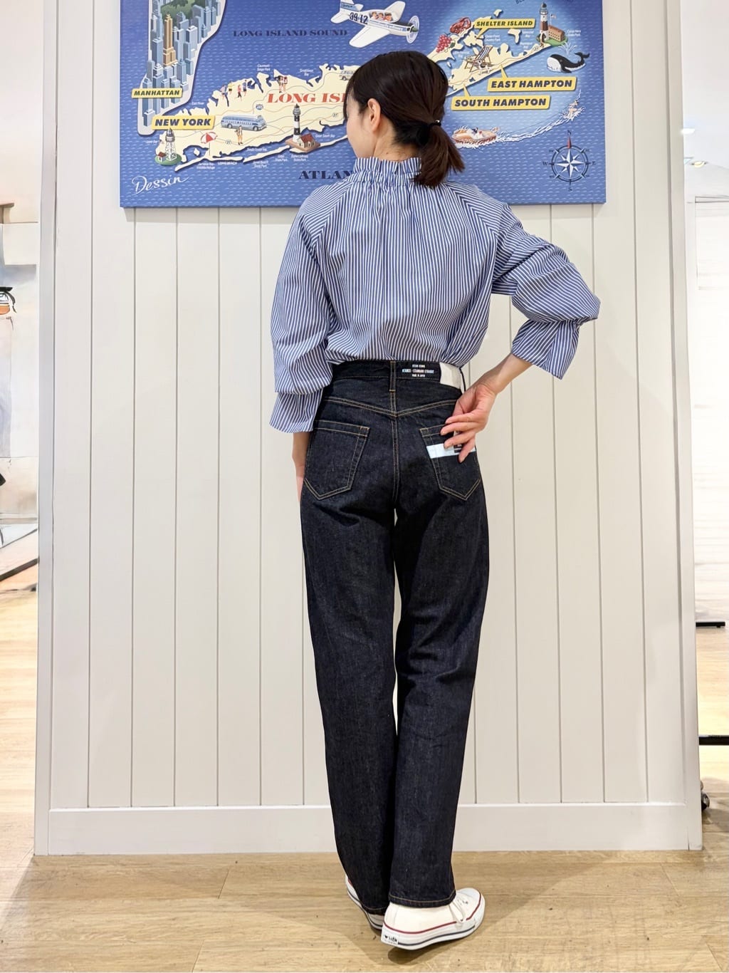 uwatokoさんの「Dessin｜【洗える】フリルボウタイストライプブラウス」を使ったコーディネート