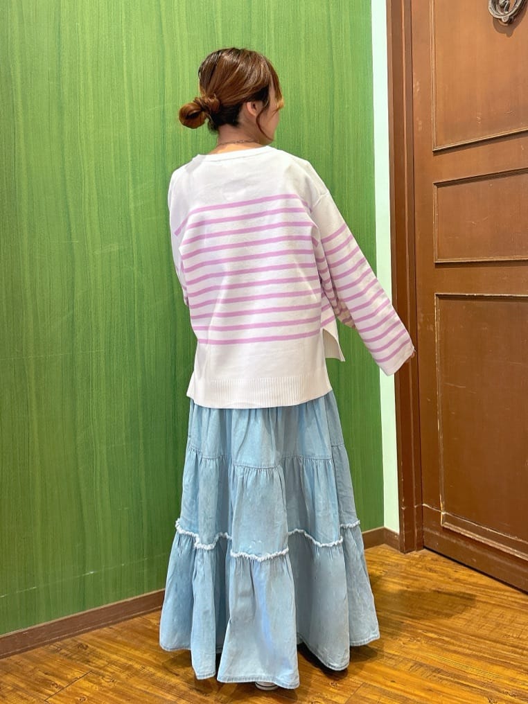 かおりさんの「SHOO･LA･RUE｜楽にきちんと見られたい　大人カジュアルボーダーニット」を使ったコーディネート