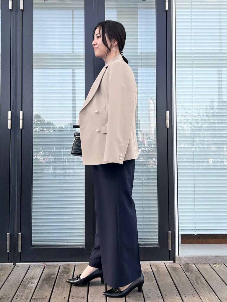 shinoさんの「Couture brooch｜【洗える・通勤】パール調ボタン テーラードジャケット」を使ったコーディネート