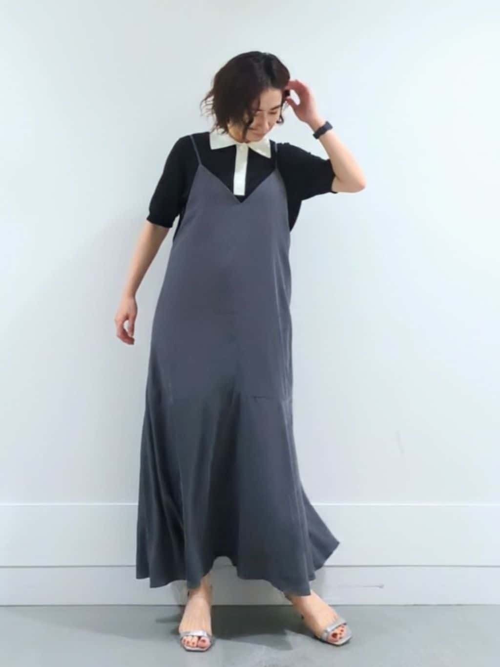 ミズタさんの「UNTITLED｜【トレンド/きれいめ】5分袖ポロニット」を使ったコーディネート