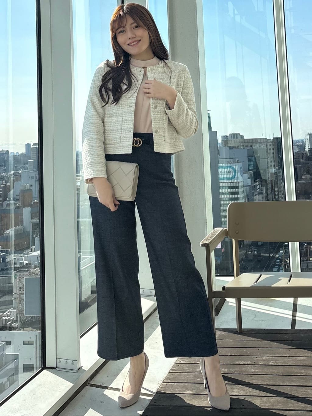 sayaさんの「COUP DE CHANCE｜【ON/OFF着回し】カラーツイードジャケット」を使ったコーディネート