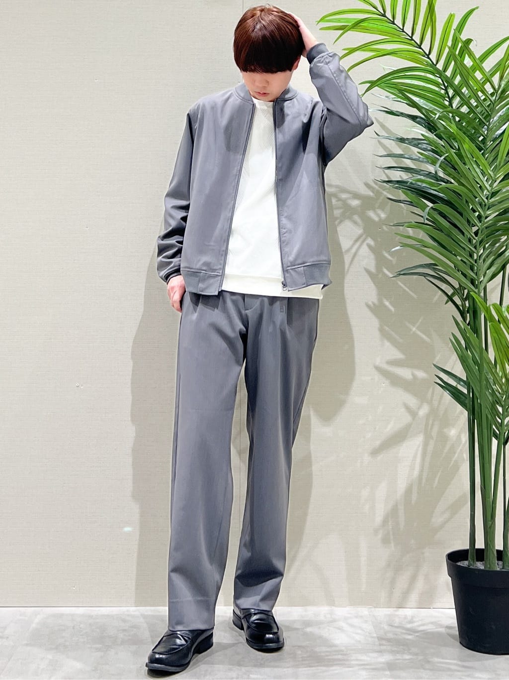 SHI-MAさんの「THE SHOP TK｜FLEX LINE ストレッチリブブルゾン　ストレッチ/防シワ/マシンウォッシャブル/セットアップ可」を使ったコーディネート