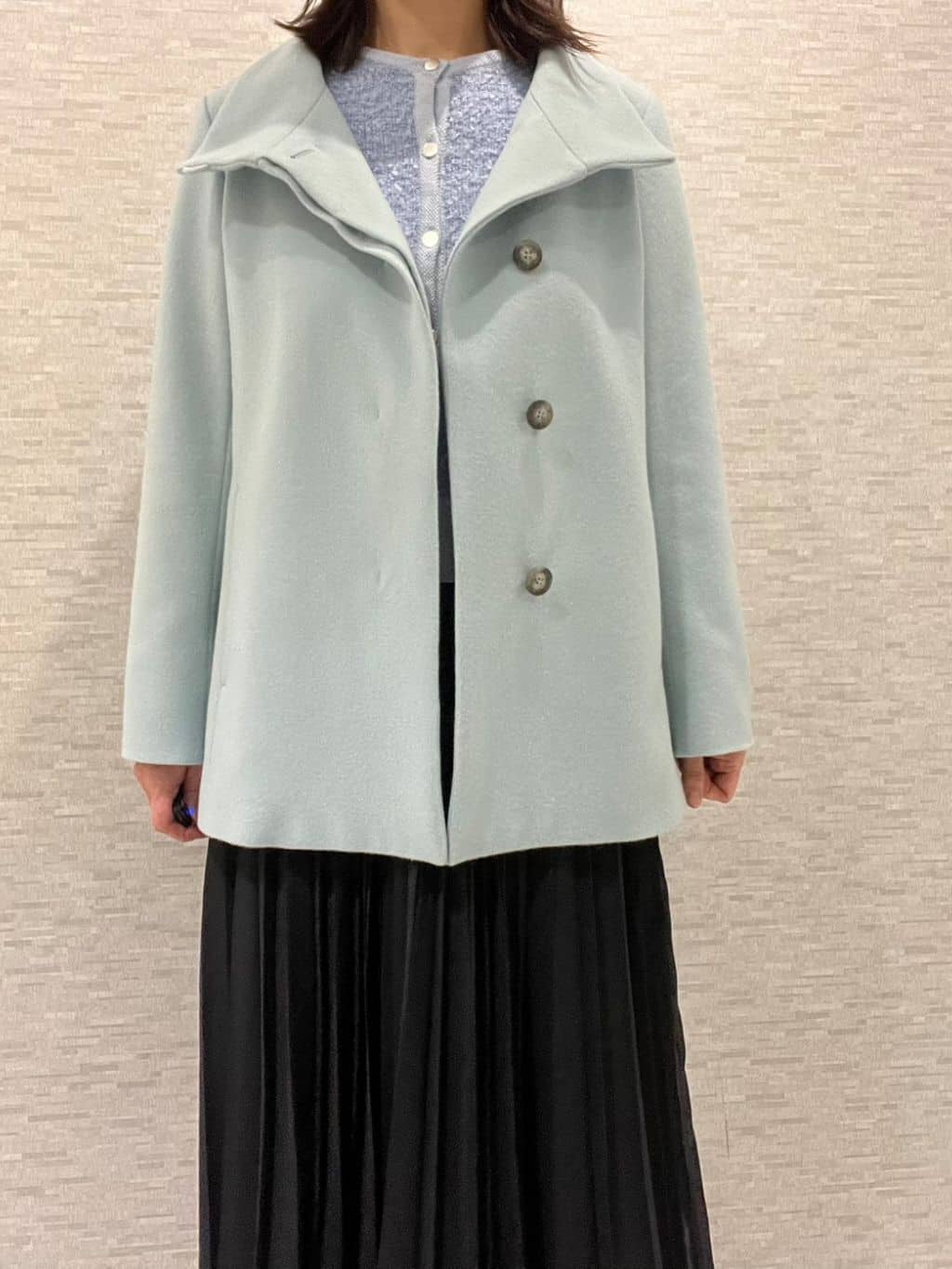 marikoさんの「Reflect｜【SS-4Lサイズ／衿が顔に当たらない◎】スタンドネックミドルコート」を使ったコーディネート
