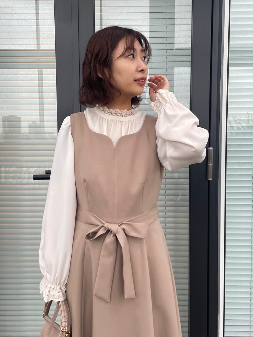 abeさんの「Couture brooch｜【洗える・ハレの日・通勤】ハートネック フレアージャンスカ」を使ったコーディネート