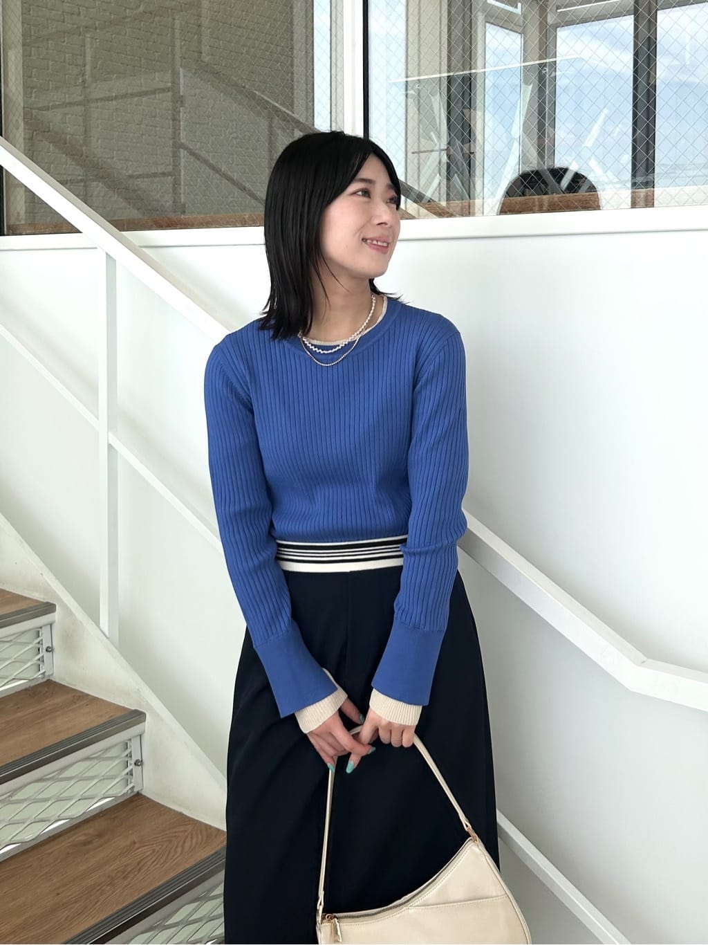 RINAさんの「OPAQUE.CLIP｜レイヤード風クルーネックリブニット【洗濯機OK】」を使ったコーディネート