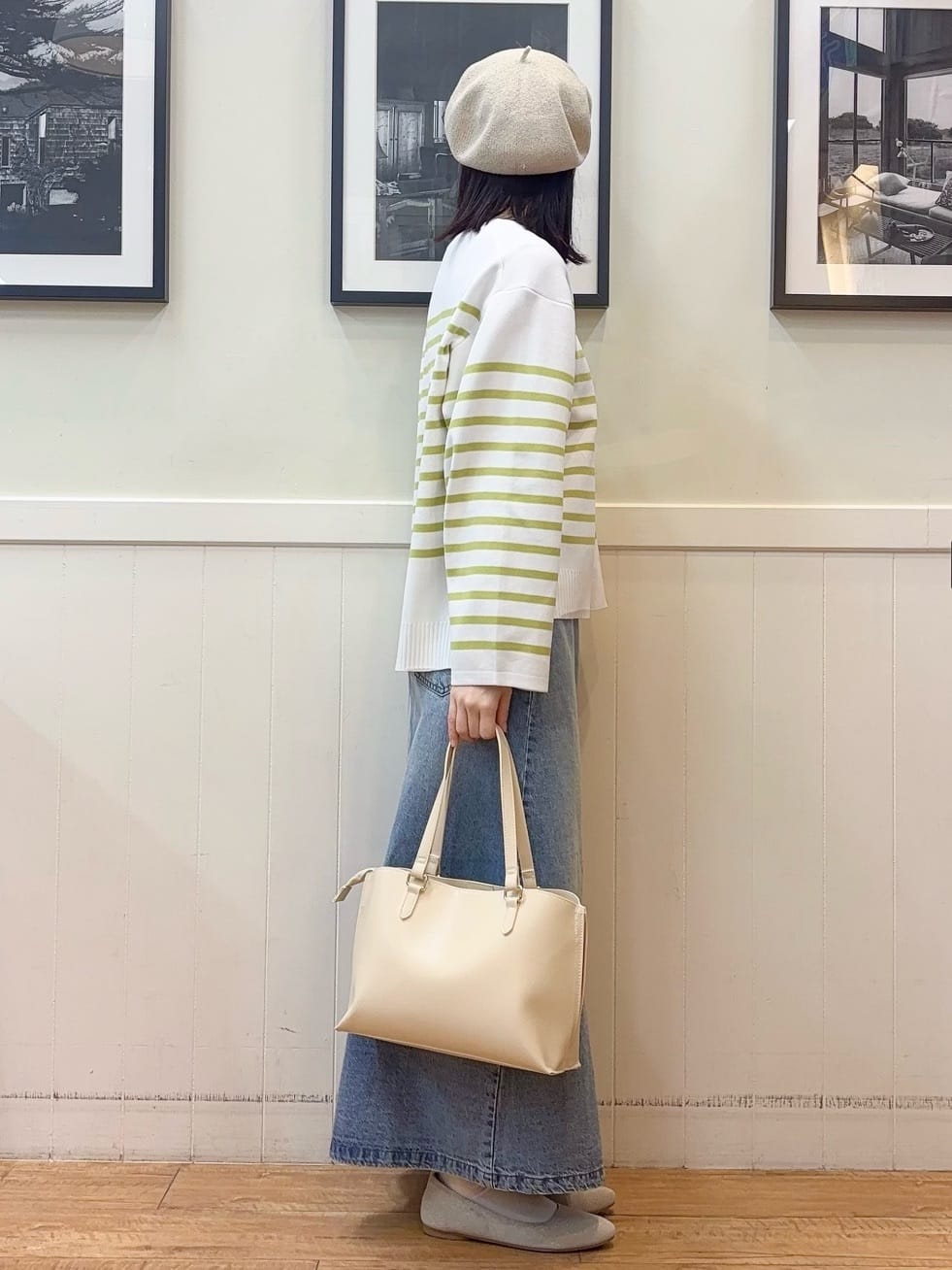 えぬさんの「SHOO･LA･RUE｜楽にきちんと見られたい　大人カジュアルボーダーニット」を使ったコーディネート
