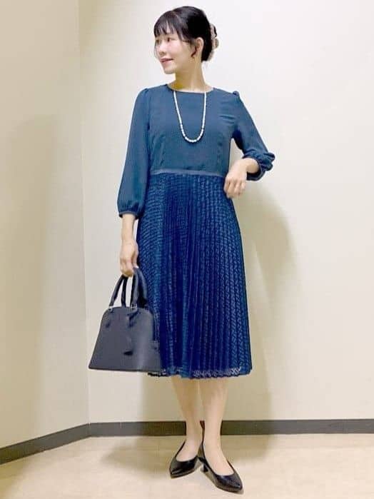  beni_gingerさんの「Reflect｜【SS-4Lサイズ】シフォン&times;幾何柄レースプリーツワンピース」を使ったコーディネート