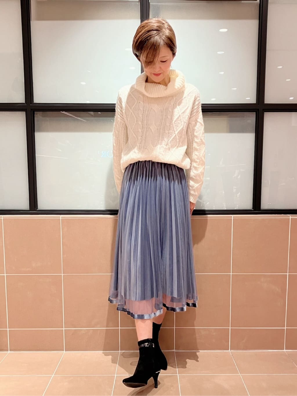 Ｋさんの「ESPERANZA｜ジュエルヒールショートブーツ」を使ったコーディネート