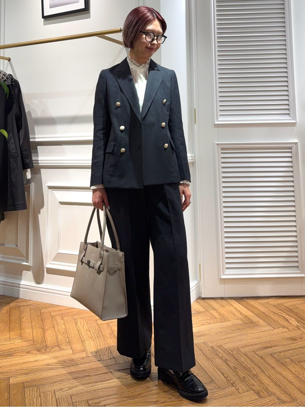 renaさんの「DRESSTERIOR｜【セットアップ可】リネンブレンドダブルブレストジャケット」を使ったコーディネート