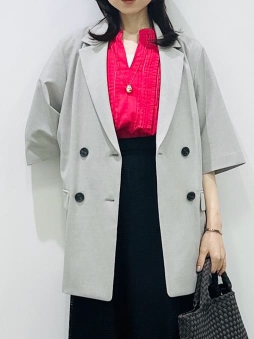 Miwaさんの「UNTITLED｜【シワになりにくい/セットアップ可/接触冷感】ハーフスリーブジャケット」を使ったコーディネート