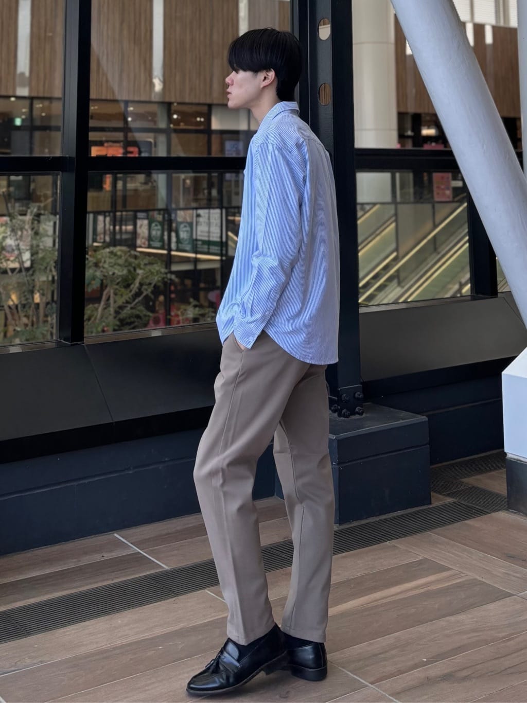うらしーさんの「THE SHOP TK｜【POLO BCS 別注】 アソート長袖シャツ ストライプ／グレー／デニム」を使ったコーディネート