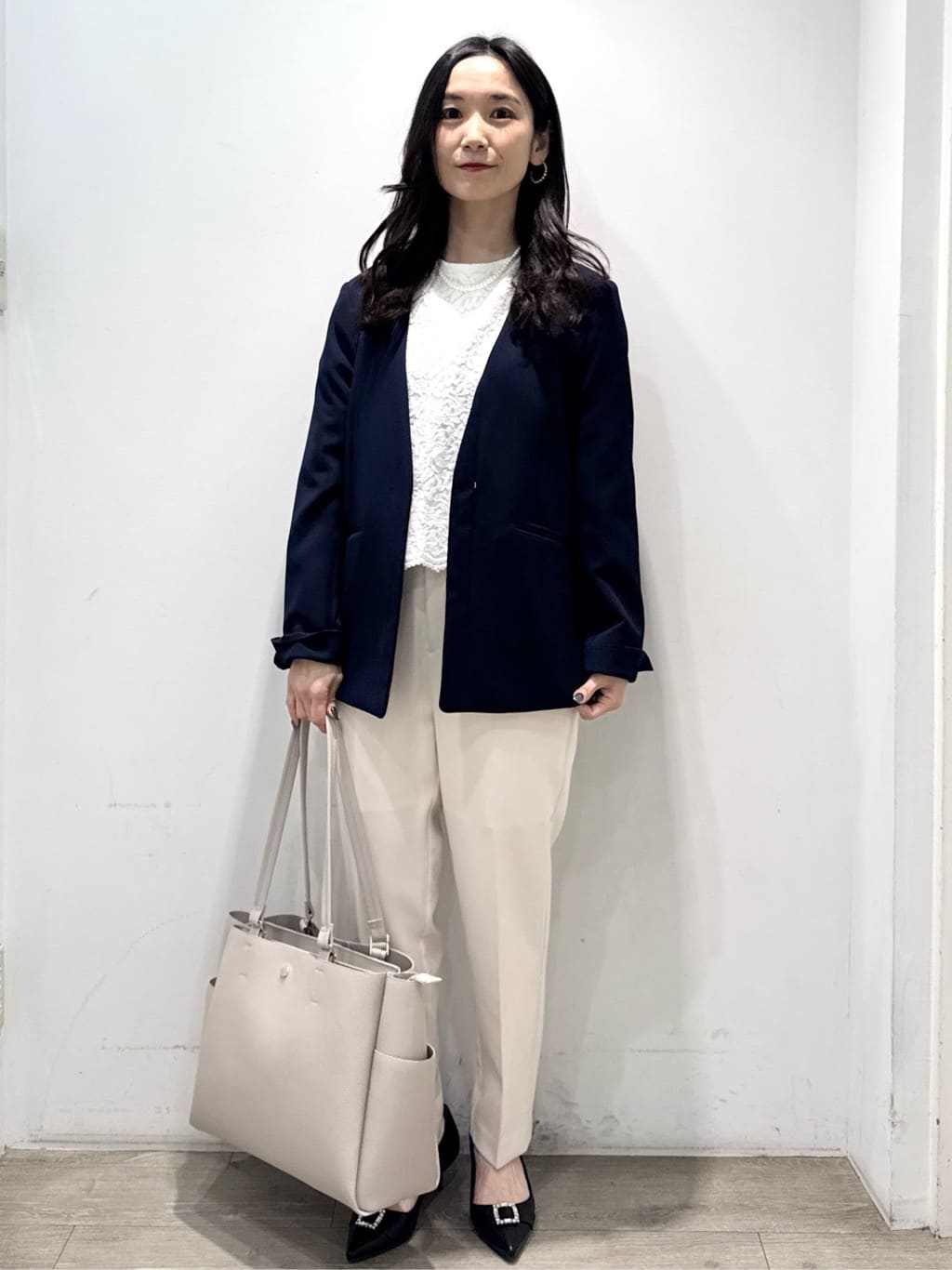 yuicciさんの「OPAQUE.CLIP｜《通勤／セットアップ対応》 Vネックジャケット／ダブルクロス【洗濯機OK】」を使ったコーディネート