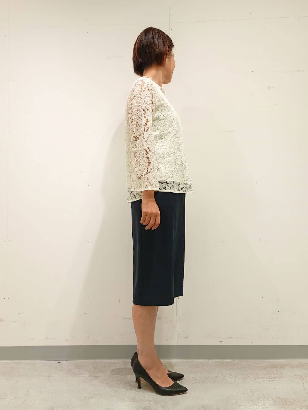 Kさんの「INDIVI｜【定番スーツ／UVケア／洗える】ウール調ノーカラージャケット」を使ったコーディネート