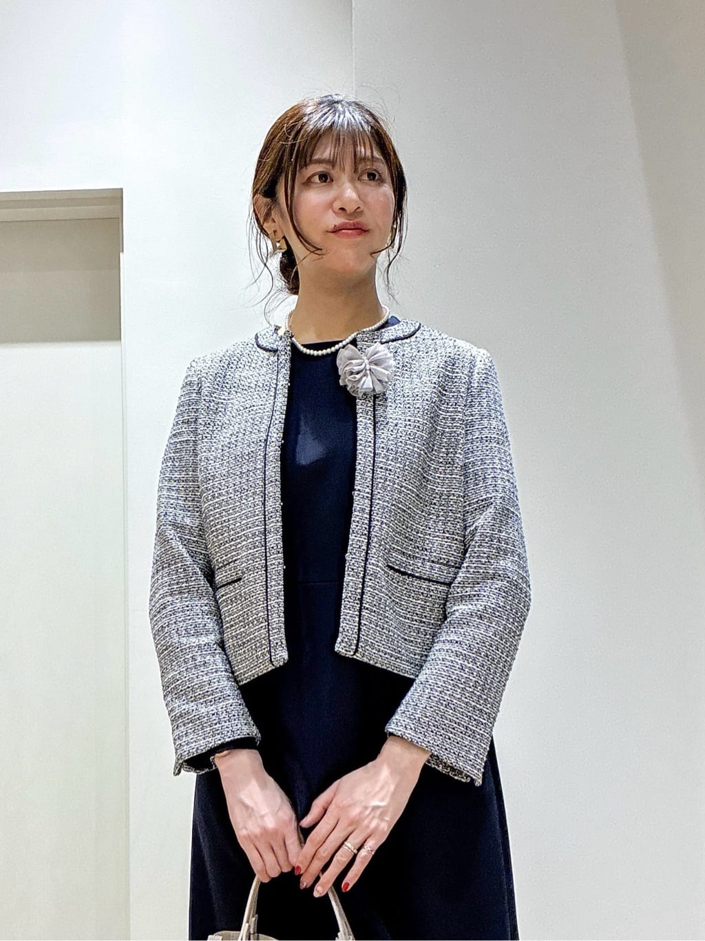 もんちゃんさんの「OPAQUE.CLIP｜《通勤対応》フィットアンドフレアワンピースダブルクロス【洗濯機OK】」を使ったコーディネート