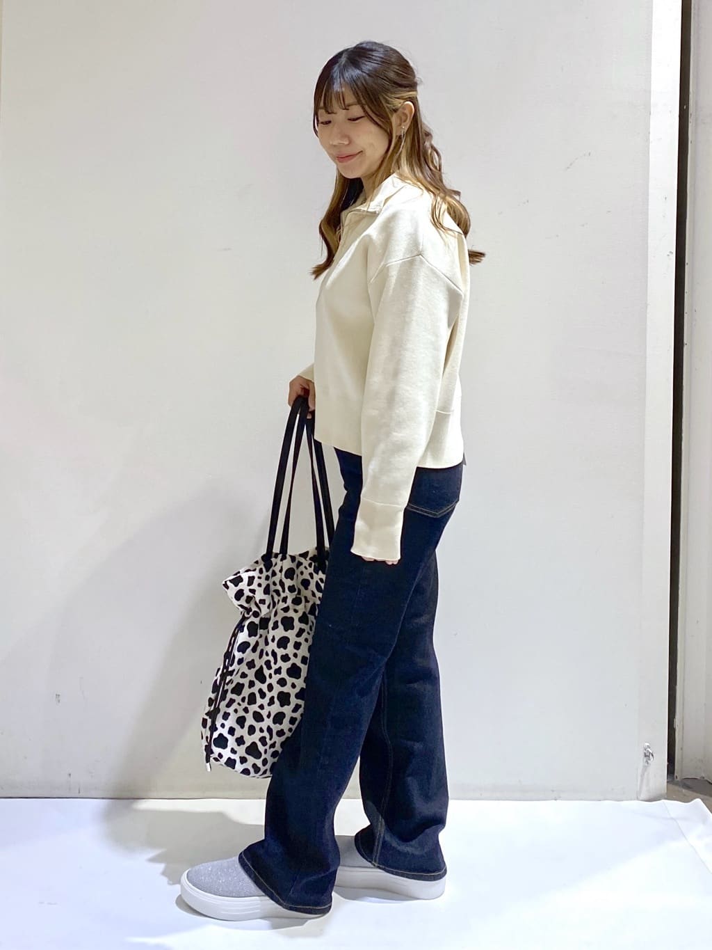 ちぃさんの「OPAQUE.CLIP｜ハーフZIP刺繍ロゴニット【洗濯機OK】」を使ったコーディネート
