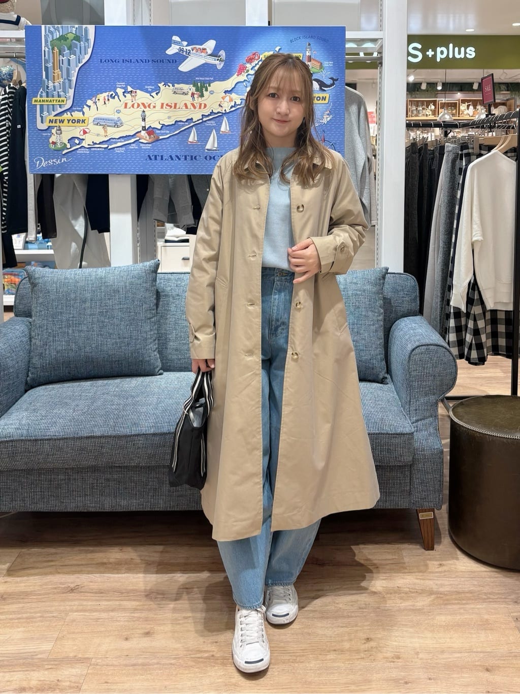 yuinaさんの「Dessin｜シャンブレースプリングコート」を使ったコーディネート