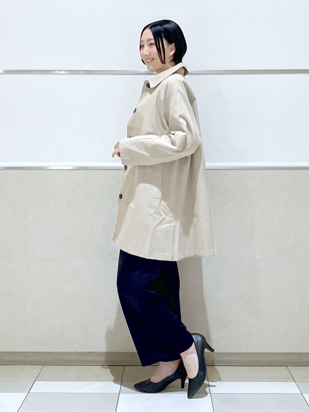 eriko さんの「Dessin｜【花粉ガード/撥水加工/洗える】ステンカラースプリングコート」を使ったコーディネート