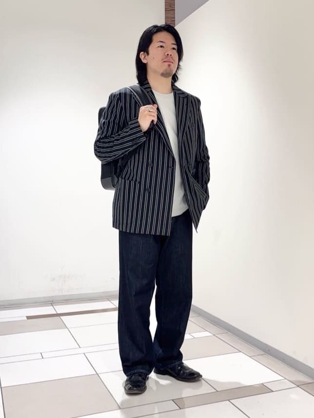 及川さんの「TAKEO KIKUCHI｜【BOWLER HAT LABEL】サッカーストライプ ダブルジャケット」を使ったコーディネート