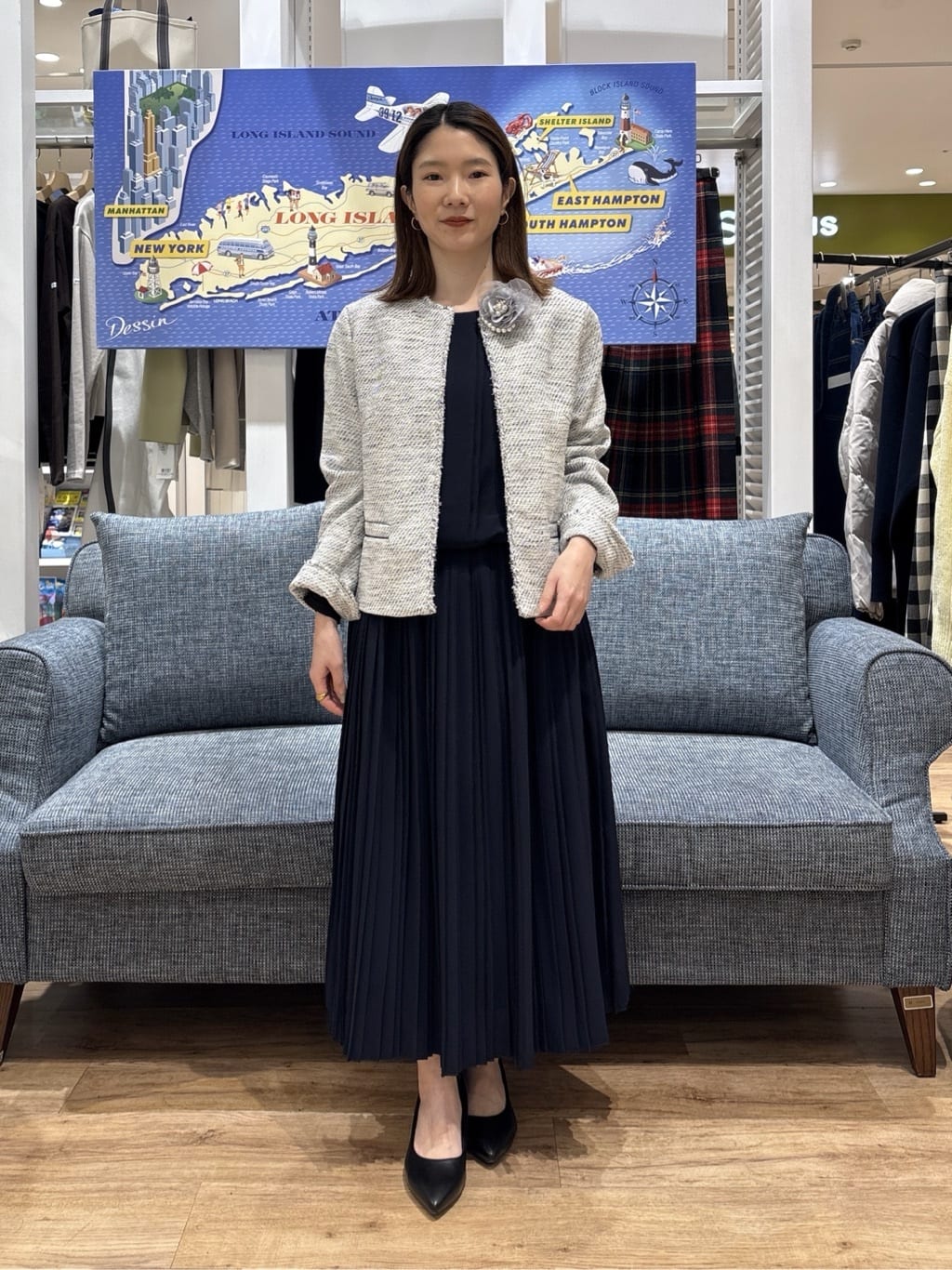 risaさんの「Dessin｜ツイードクルーネックジャケット」を使ったコーディネート