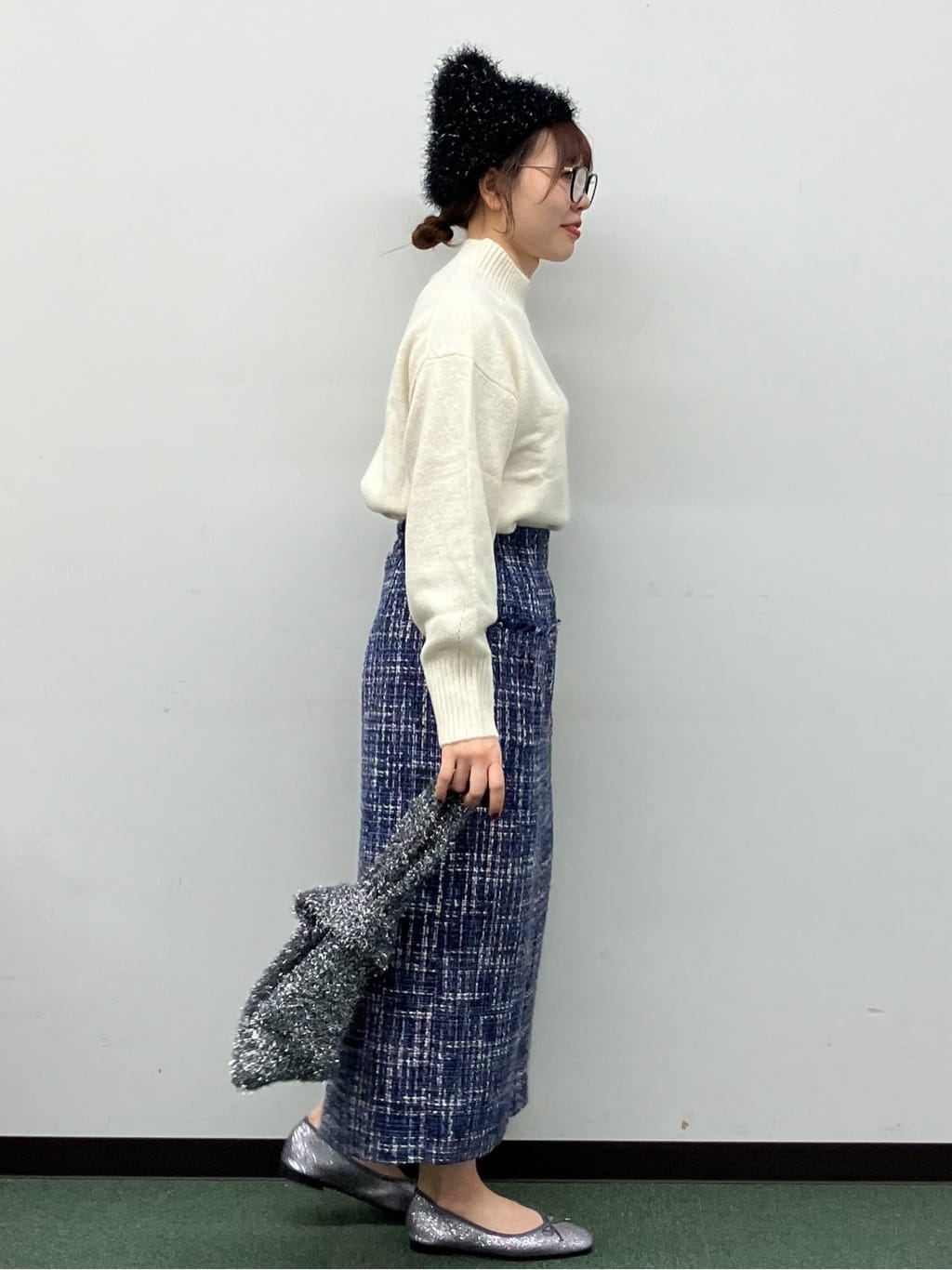 MAYUKIさんの「index｜選べる2丈 ハイネックカラーミックスラメニット【洗濯機OK】」を使ったコーディネート
