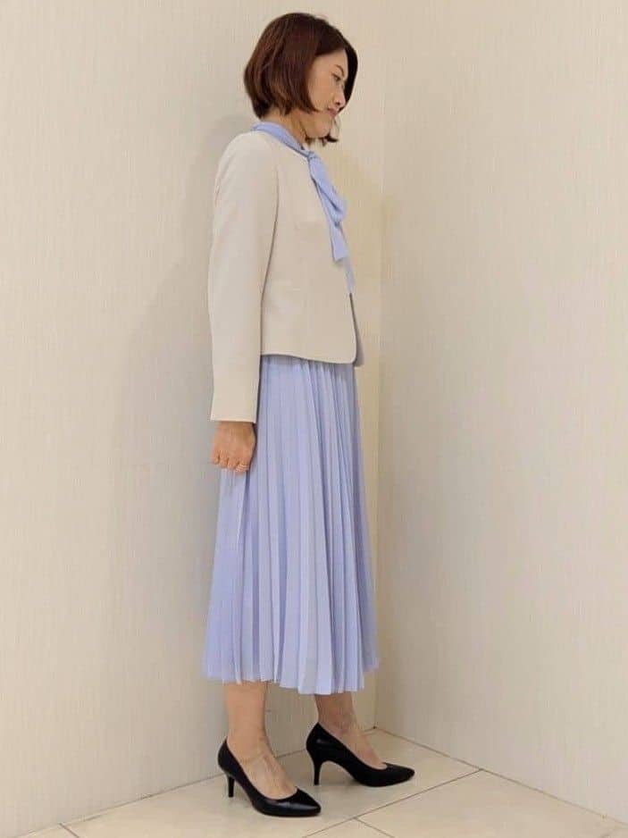 u-macoさんの「UNTITLED｜◆【フォーマル/洗える】ボウタイ プリーツワンピース」を使ったコーディネート