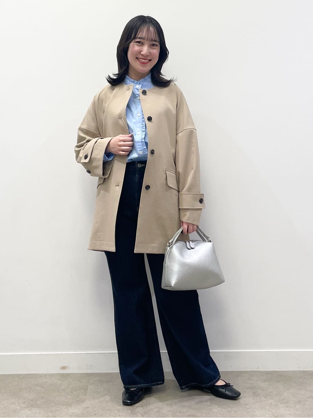 yukariさんの「Dessin｜【花粉ガード/撥水加工/洗える】クルーネックスプリングコート」を使ったコーディネート