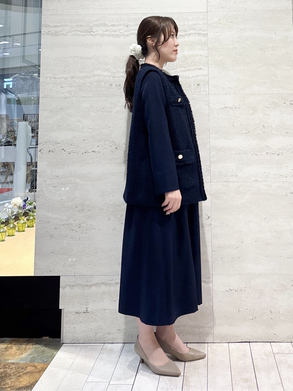 かほさんの「OPAQUE.CLIP｜《通勤対応》フィットアンドフレアワンピースダブルクロス【洗濯機OK】」を使ったコーディネート