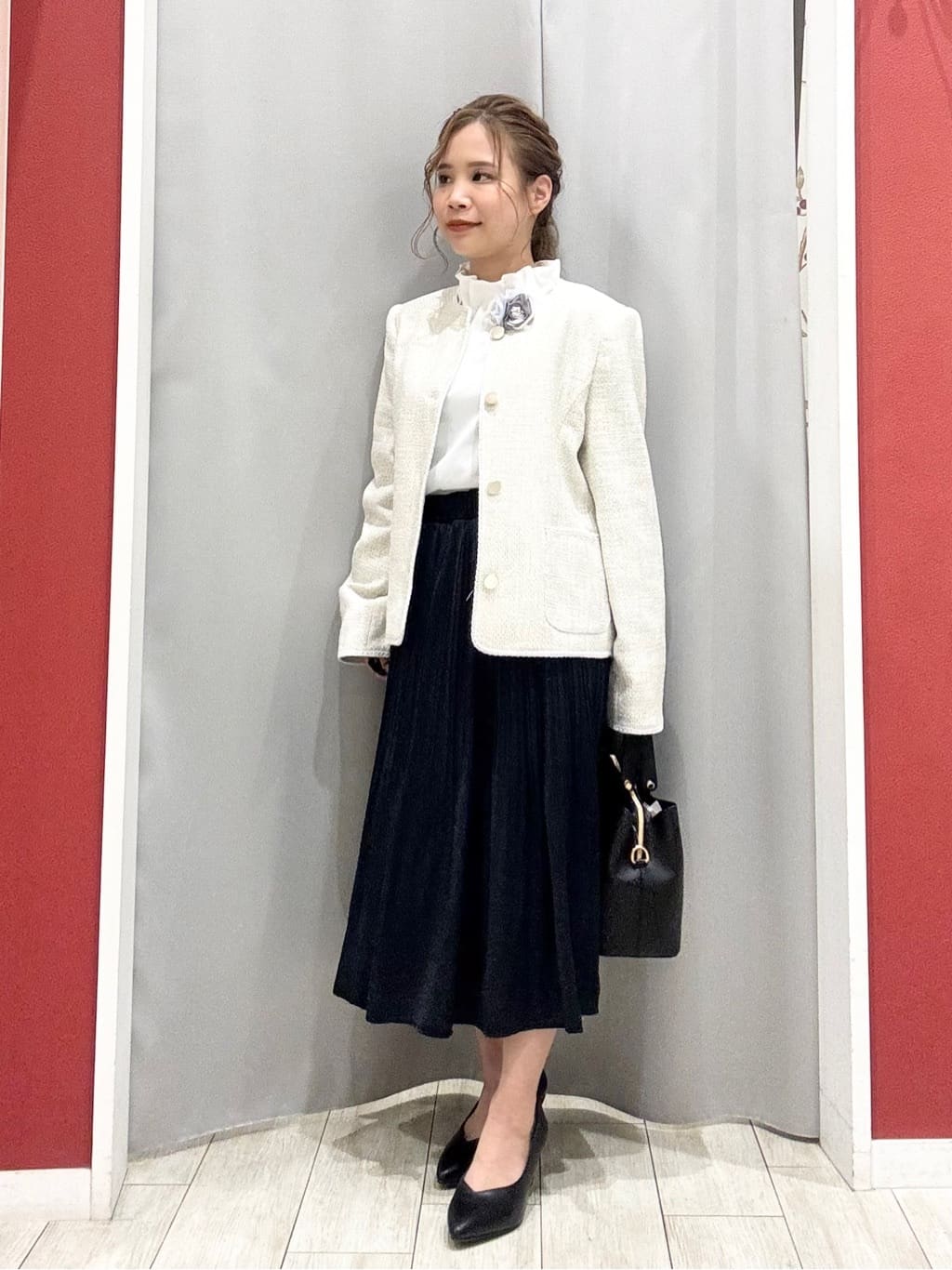 shioさんの「SHOO･LA･RUE｜【S-3L】オンとオフで印象が変わる ライトツイードジャケット」を使ったコーディネート