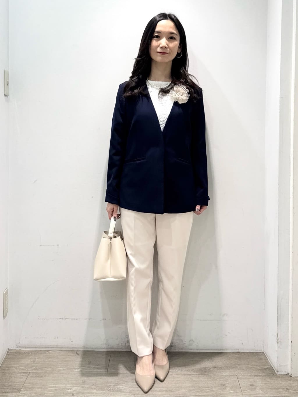 yuicciさんの「OPAQUE.CLIP｜《通勤／セットアップ対応》 Vネックジャケット／ダブルクロス【洗濯機OK】」を使ったコーディネート