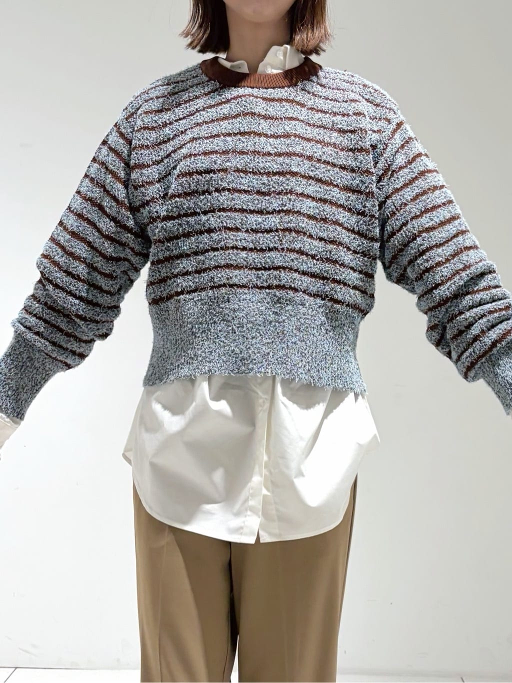 shioriさんの「INDIVI｜Comfy SET UP｜ストレートフレアパンツ【セットアップ対応／通勤／カセット服／接触冷感／UV」を使ったコーディネート